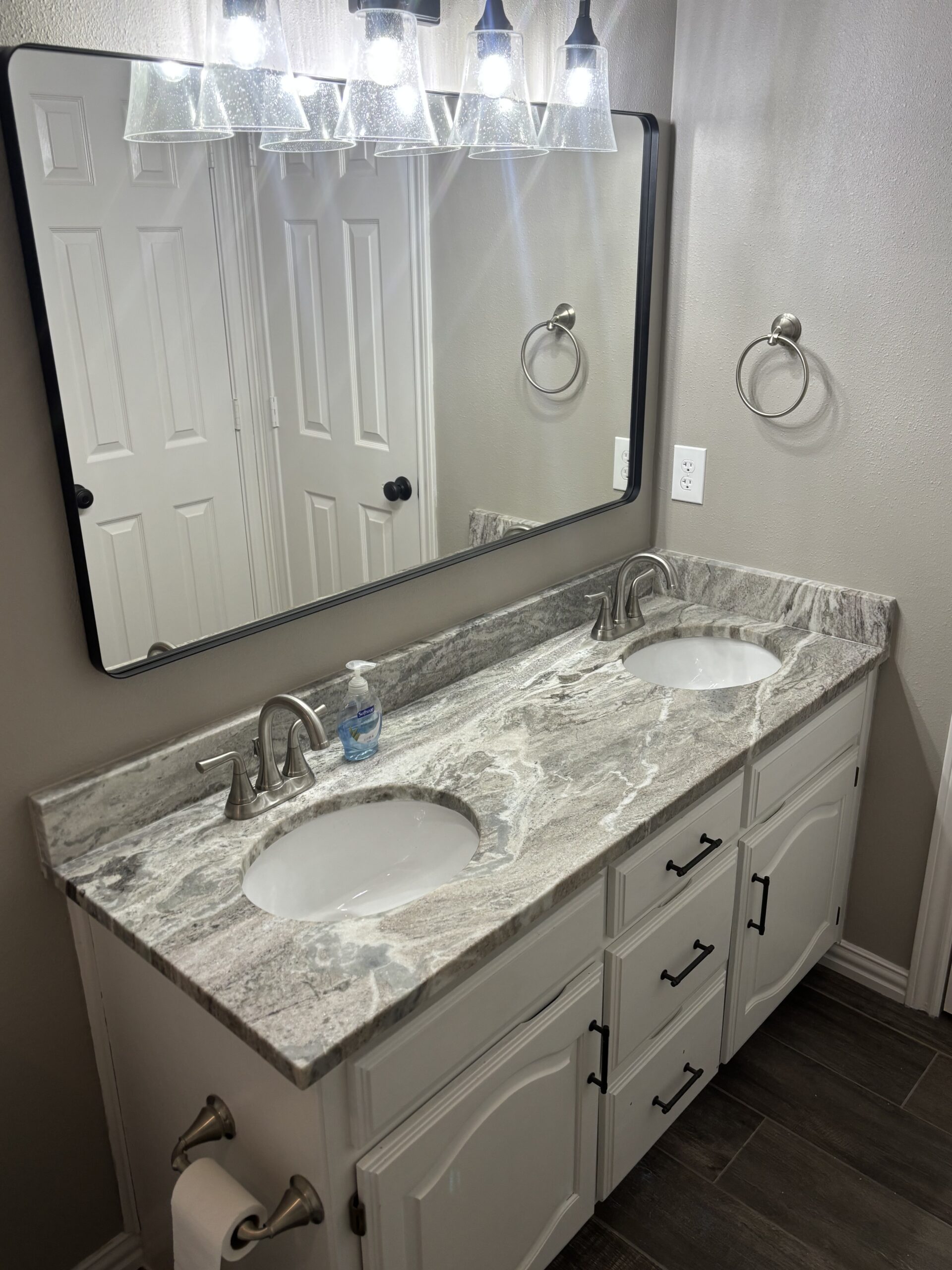 Bathroom vanity remodel with custom cabinetry